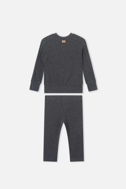Adee Bomber Set in heather grey, unisex two-piece sweatshirt and pants