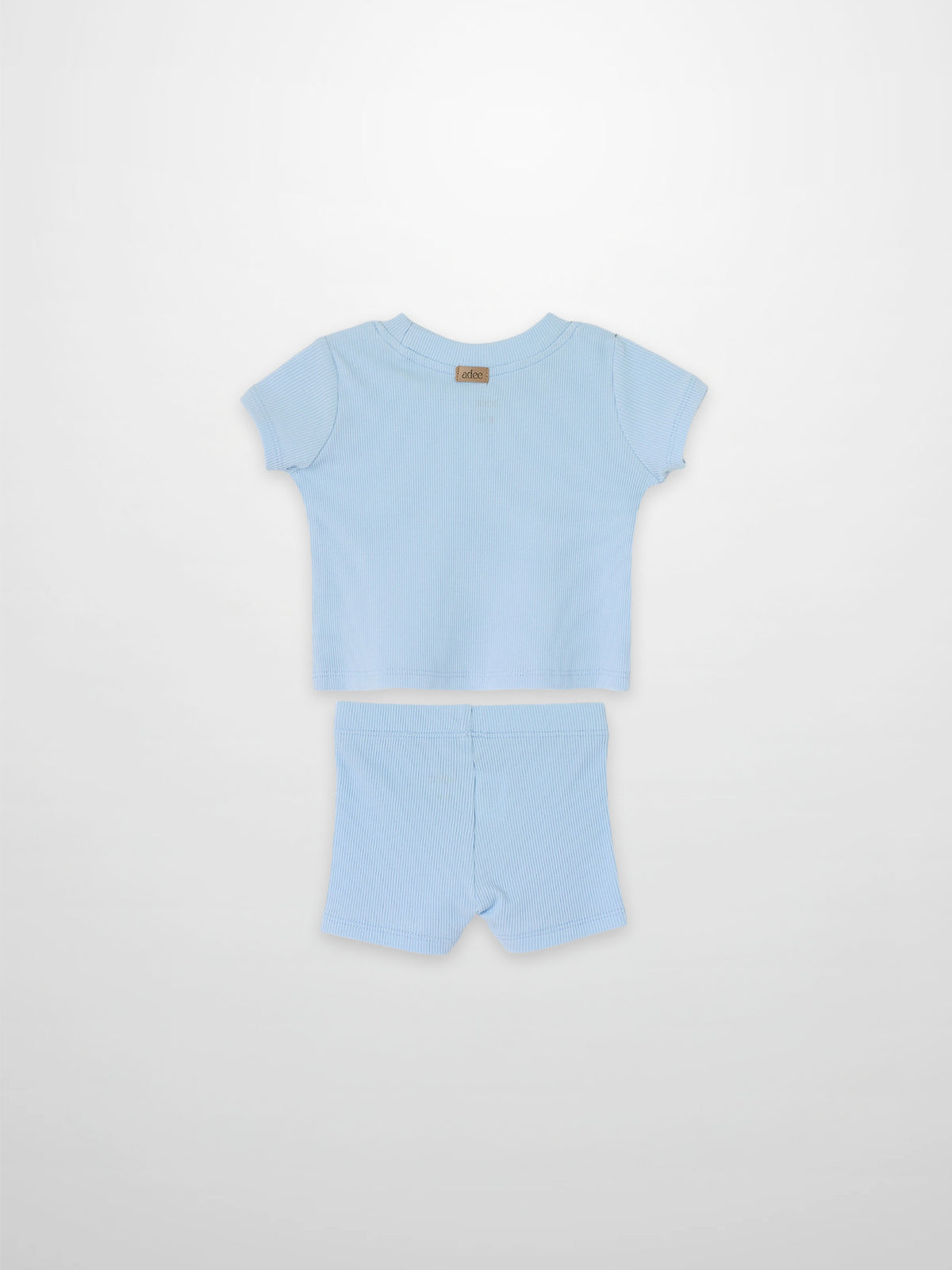 Adee light-blue short-sleeve boxy T-shirt and ribbed shorts set for little boys