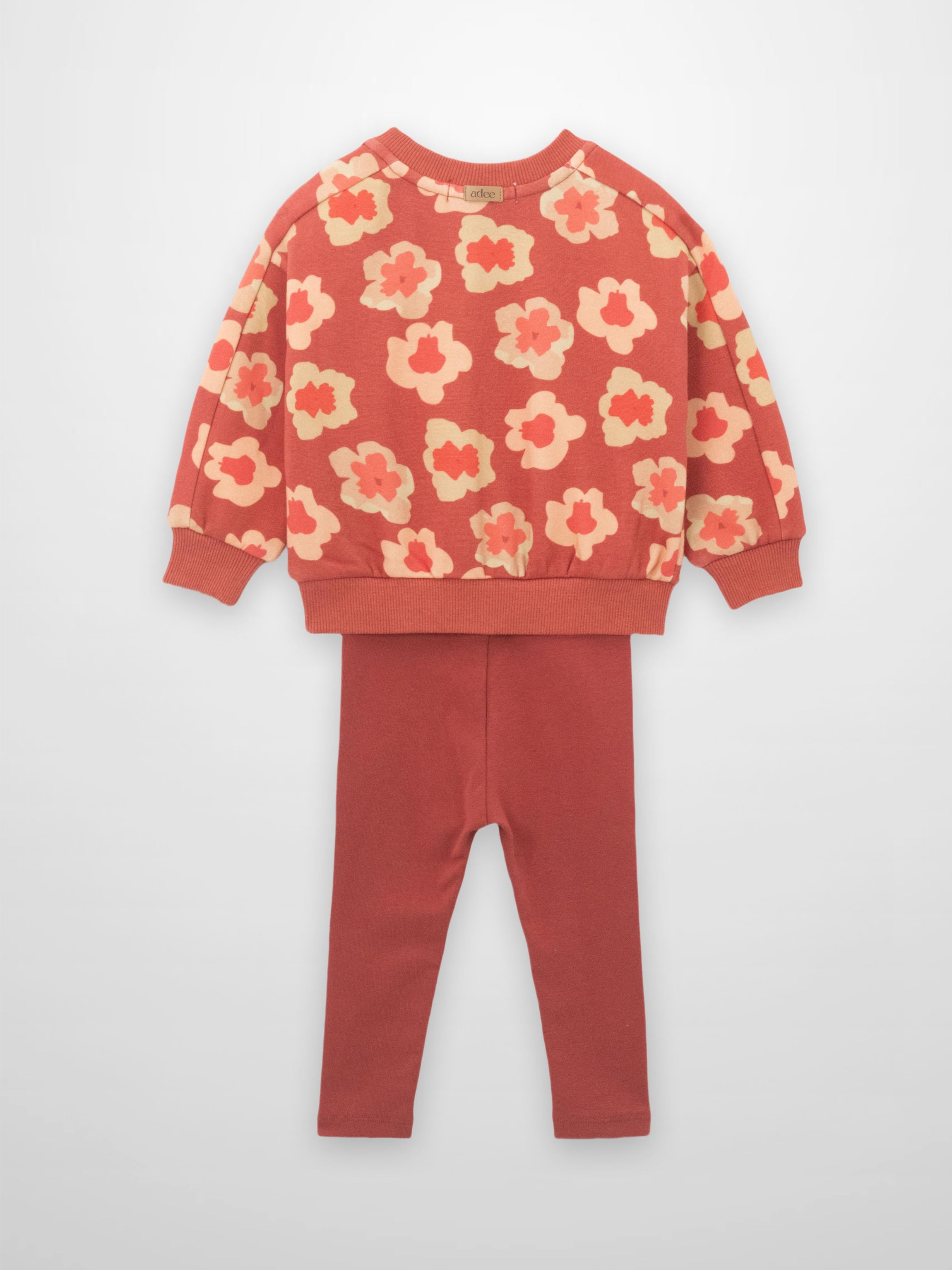 Red Flower Sweatshirt &amp; Leggings Set