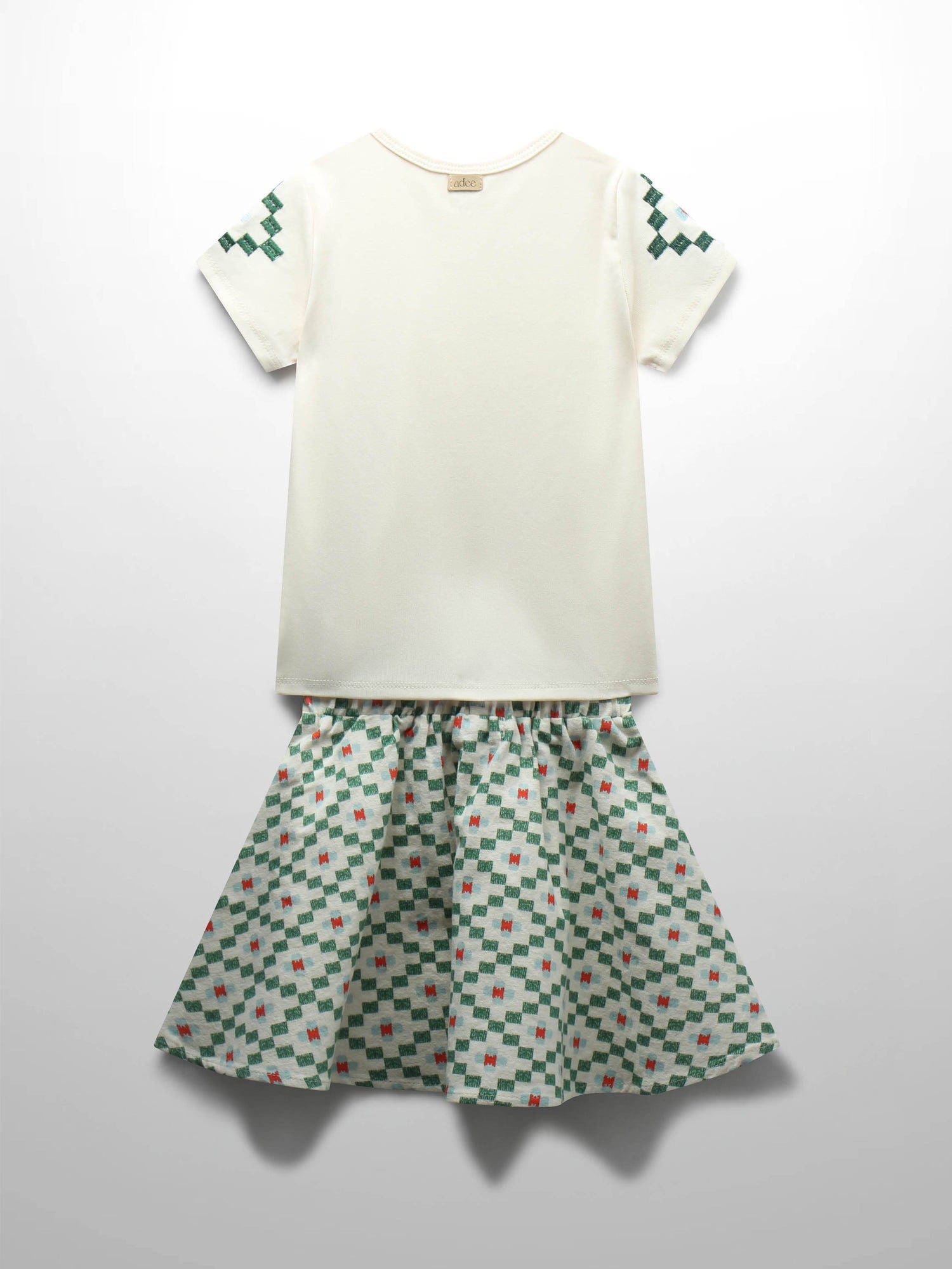 Green Diamond Skirt with Short Sleeve Shirt