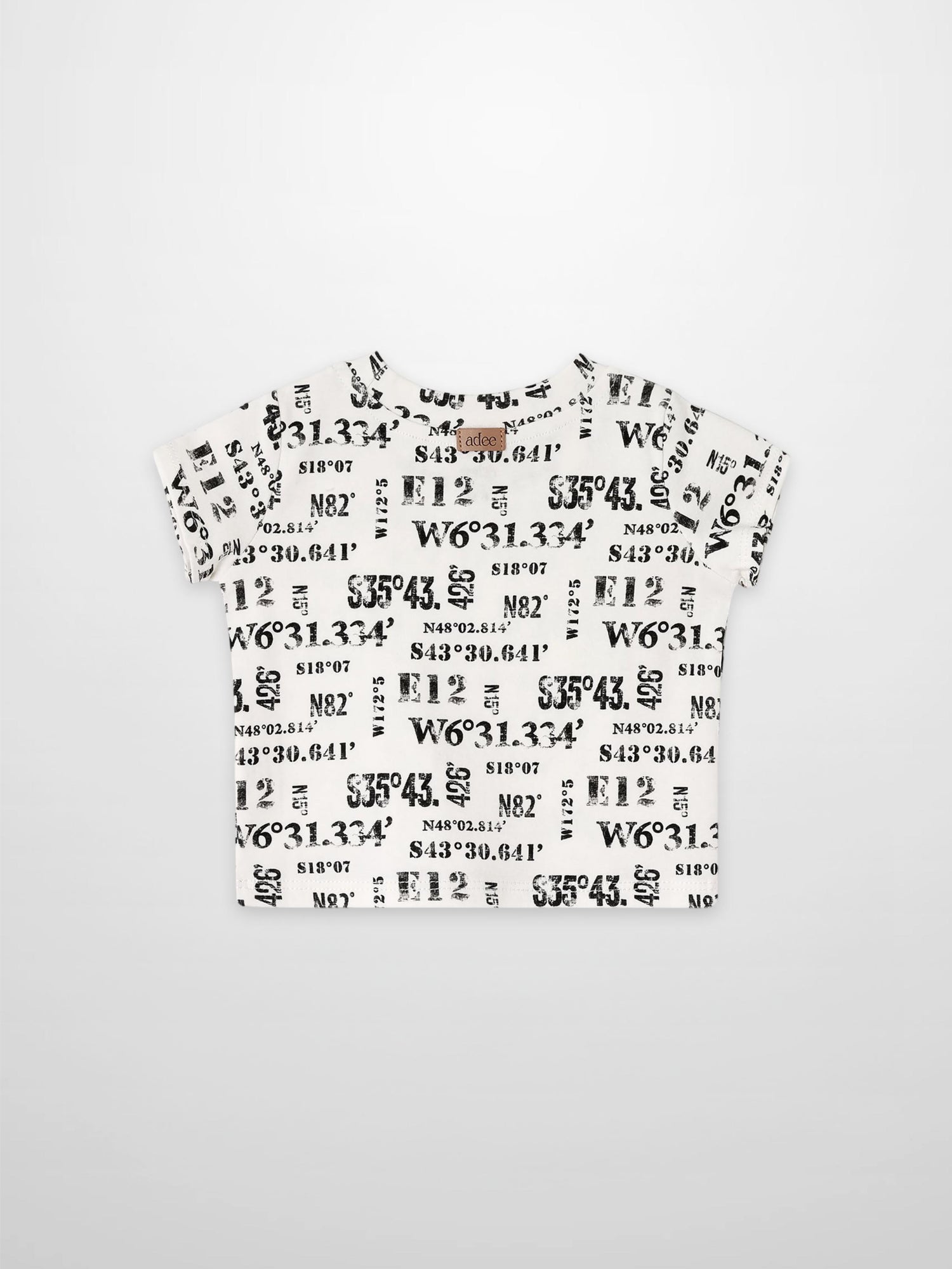 Number Print T-shirt for boys; white with all-over coordinate-style black numbers, Adee