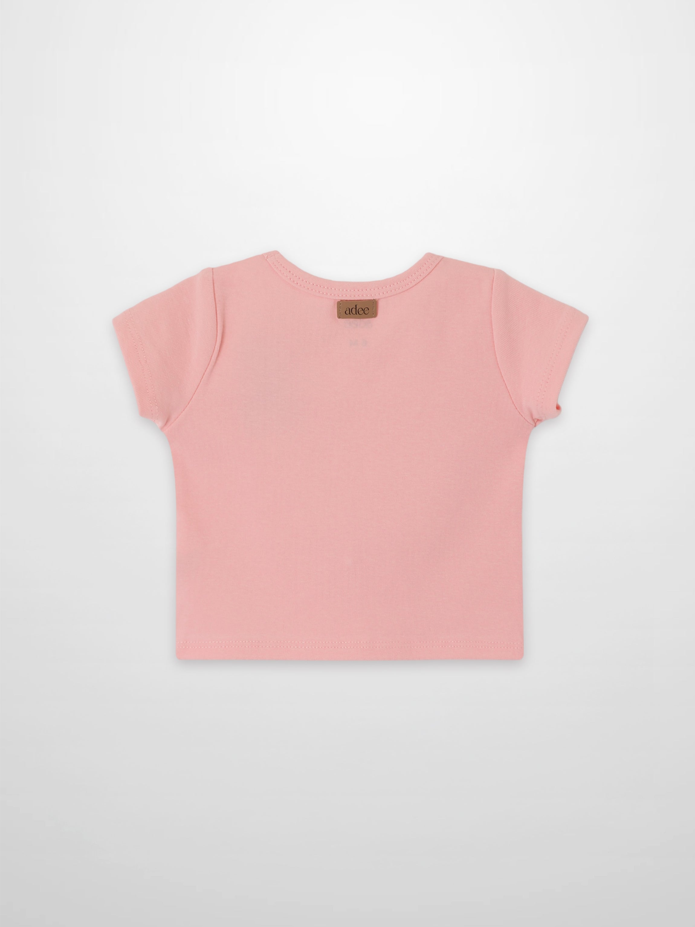 Short sleeve T-shirt for girls by Adee in light pink with back neck brand label