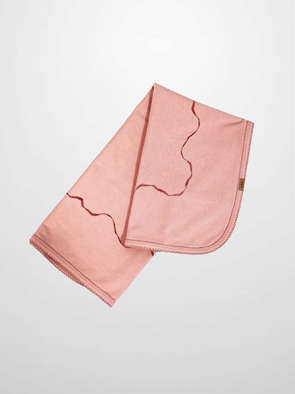 Adee Pink Bow Blanket with Lace swaddle for baby girl, pink receiving blanket with delicate lace trim