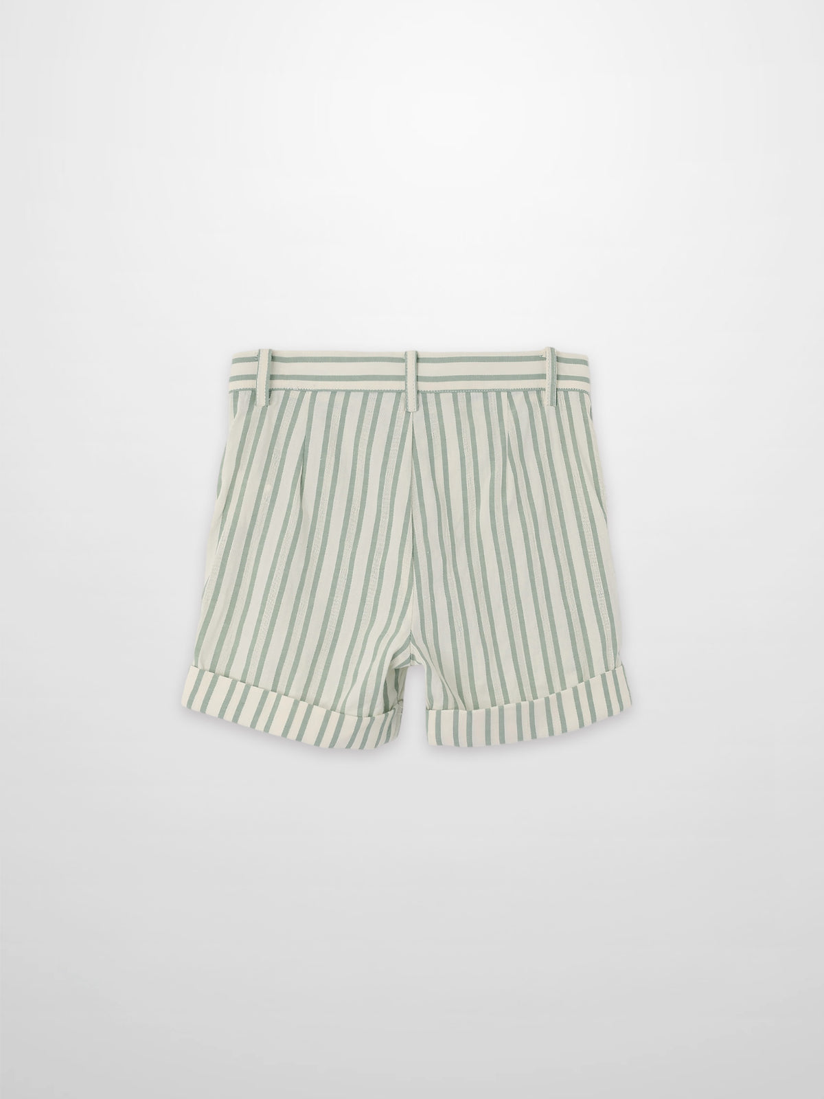 Green striped dressy denim shorts for boys by Adee