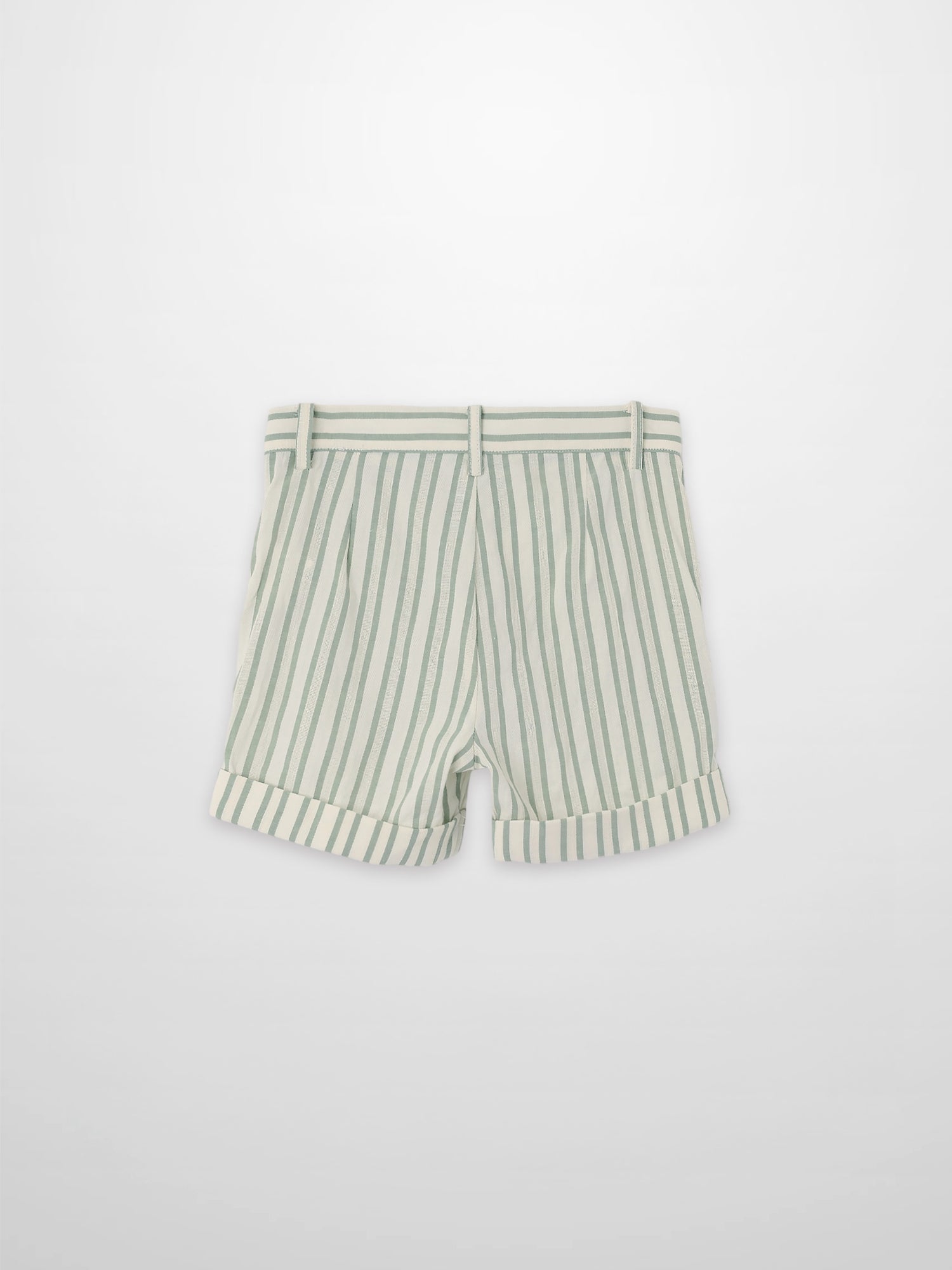 Green striped dressy denim shorts for boys by Adee