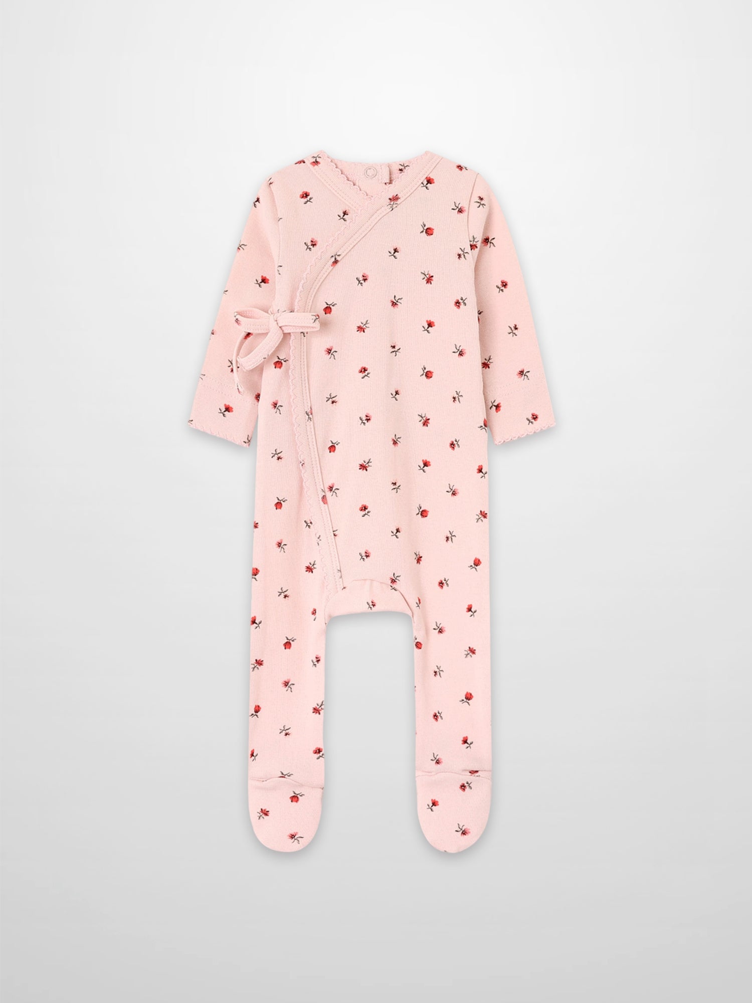 Pink Petal Stretchy floral print Girls Stretchies footed romper by Adee
