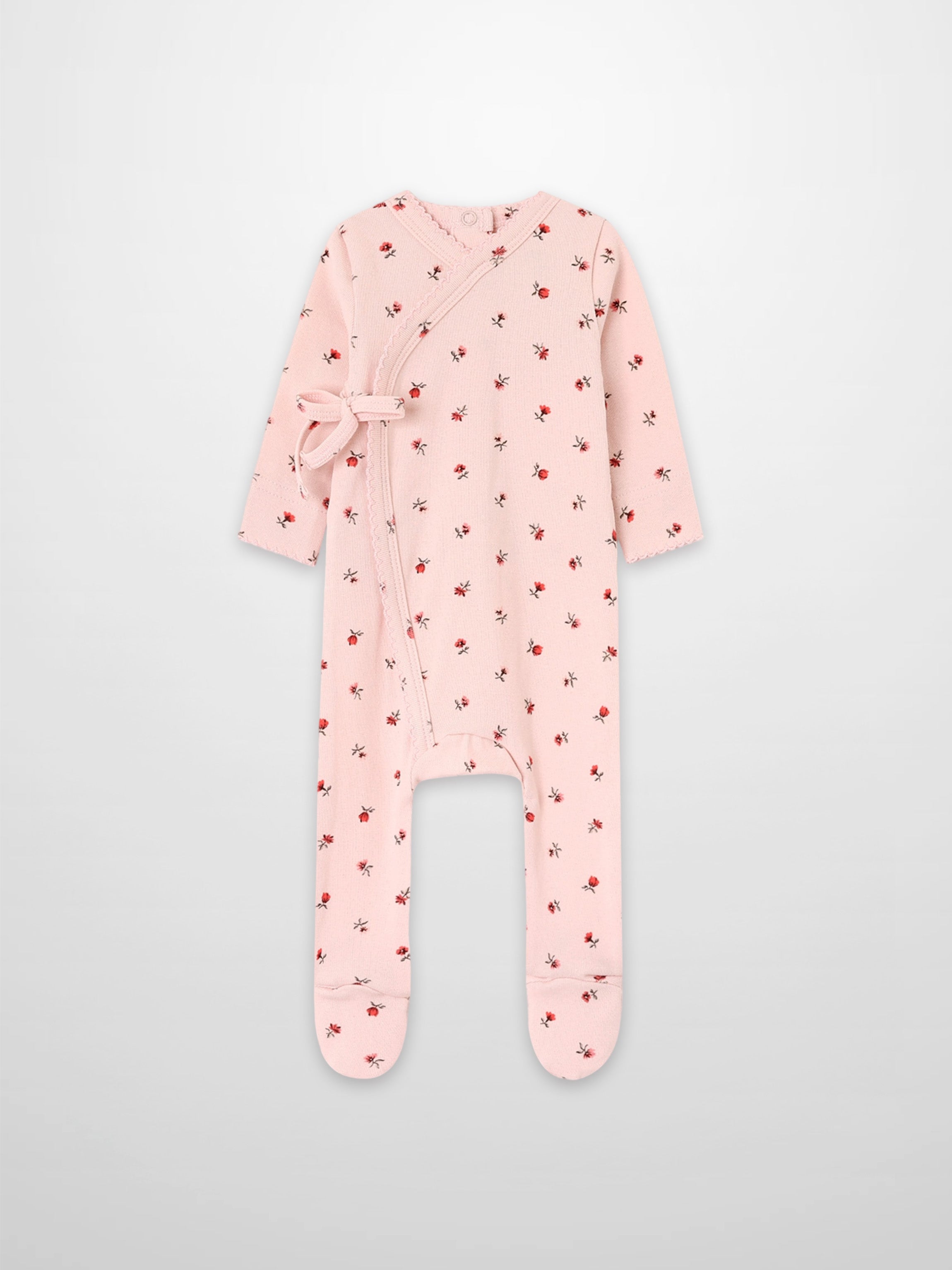 Pink Petal Stretchy floral print Girls Stretchies footed romper by Adee