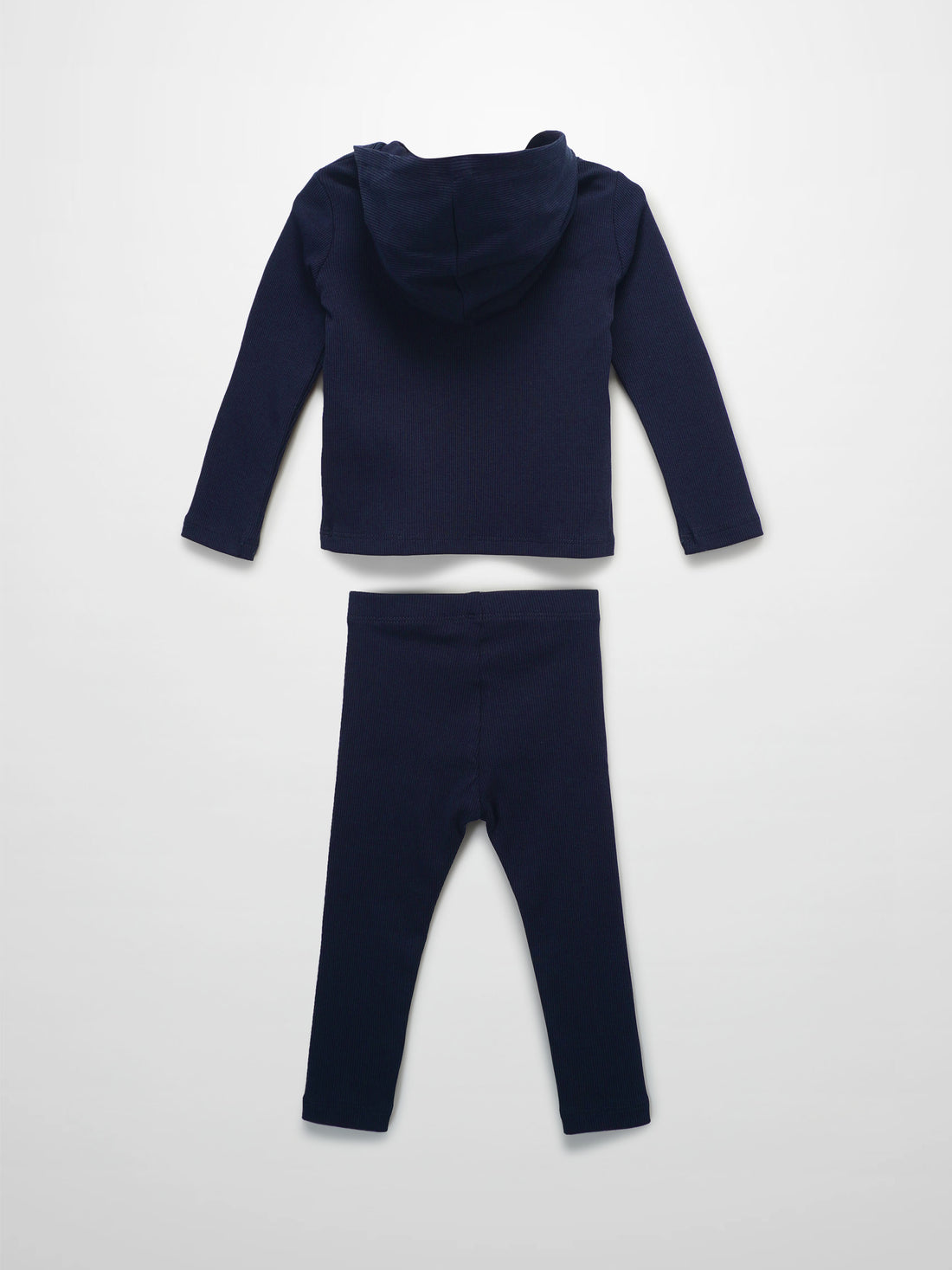 Ribbed Legging Set with Hood - Navy