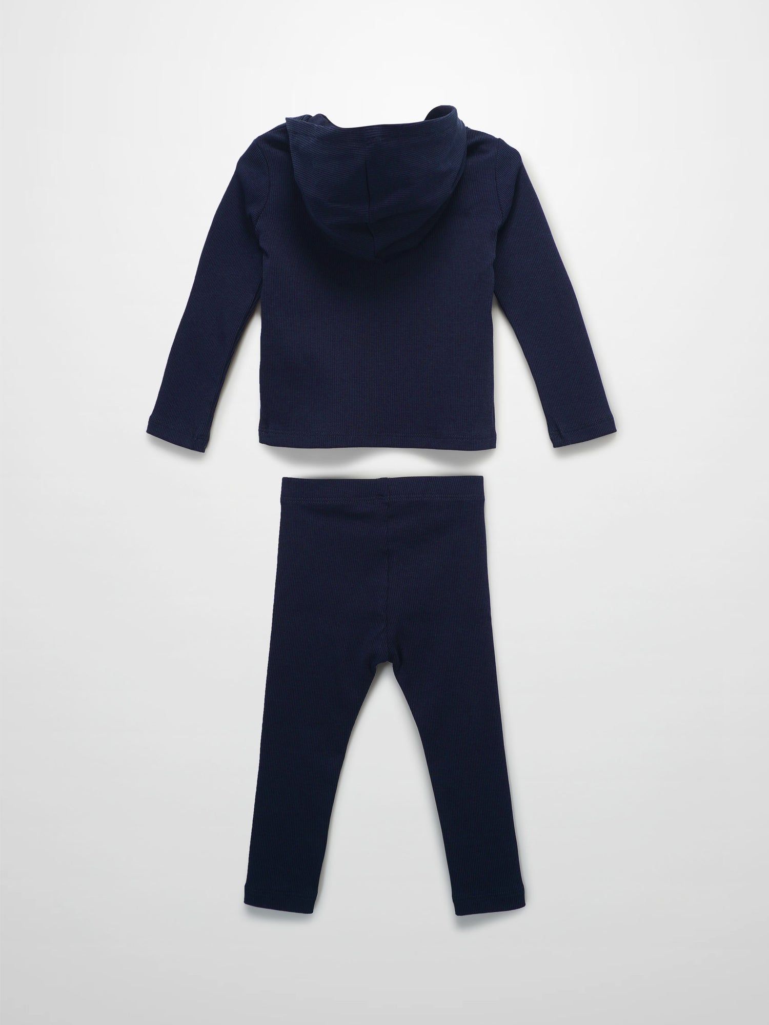 Ribbed Legging Set with Hood - Navy