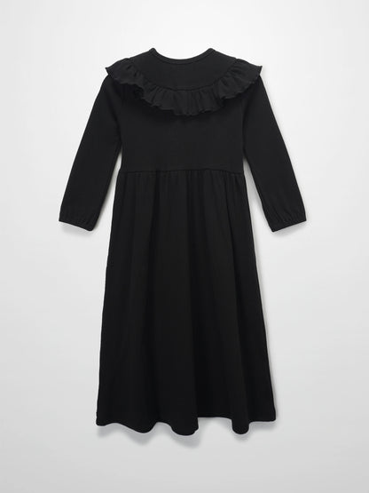 Ruffle V Robe - Black