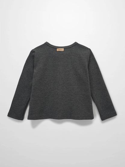 Thin Ribbed Cardigan - Heather Grey