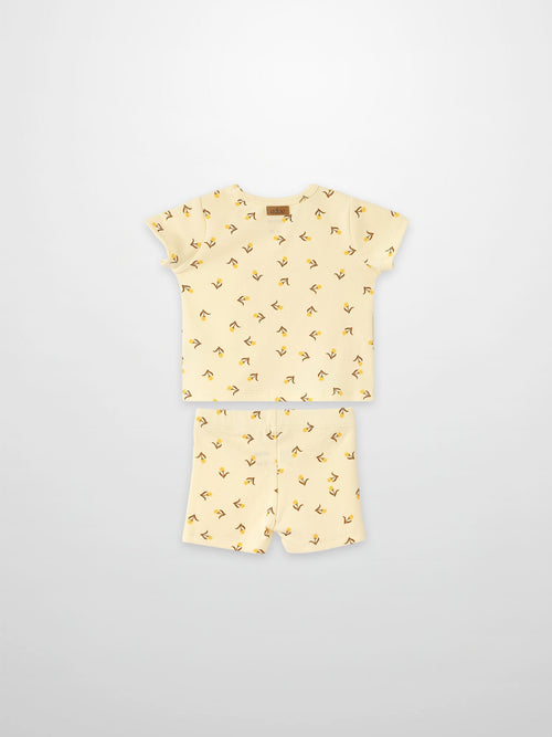 Butter Yellow Tulip Short Sleeve T-Shirt &amp; Shorts Set by Adee for little girls