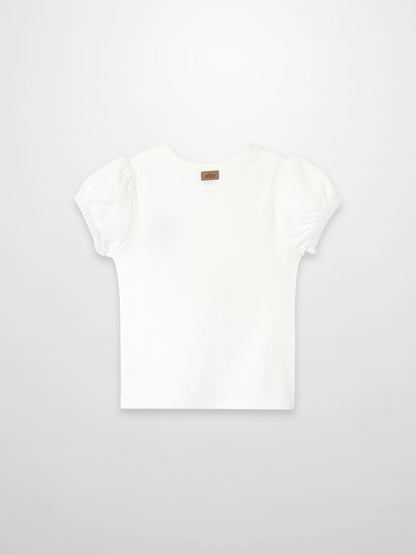 Embroidered Strawberry Short Puff Sleeve T-shirt