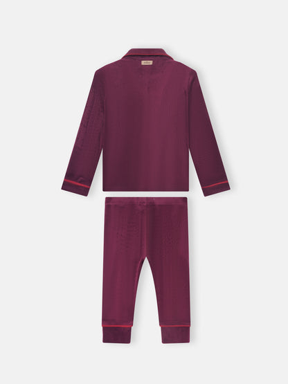Ribbed Velour Pajamas for girls burgundy by Adee; 2-piece top and bottom set.