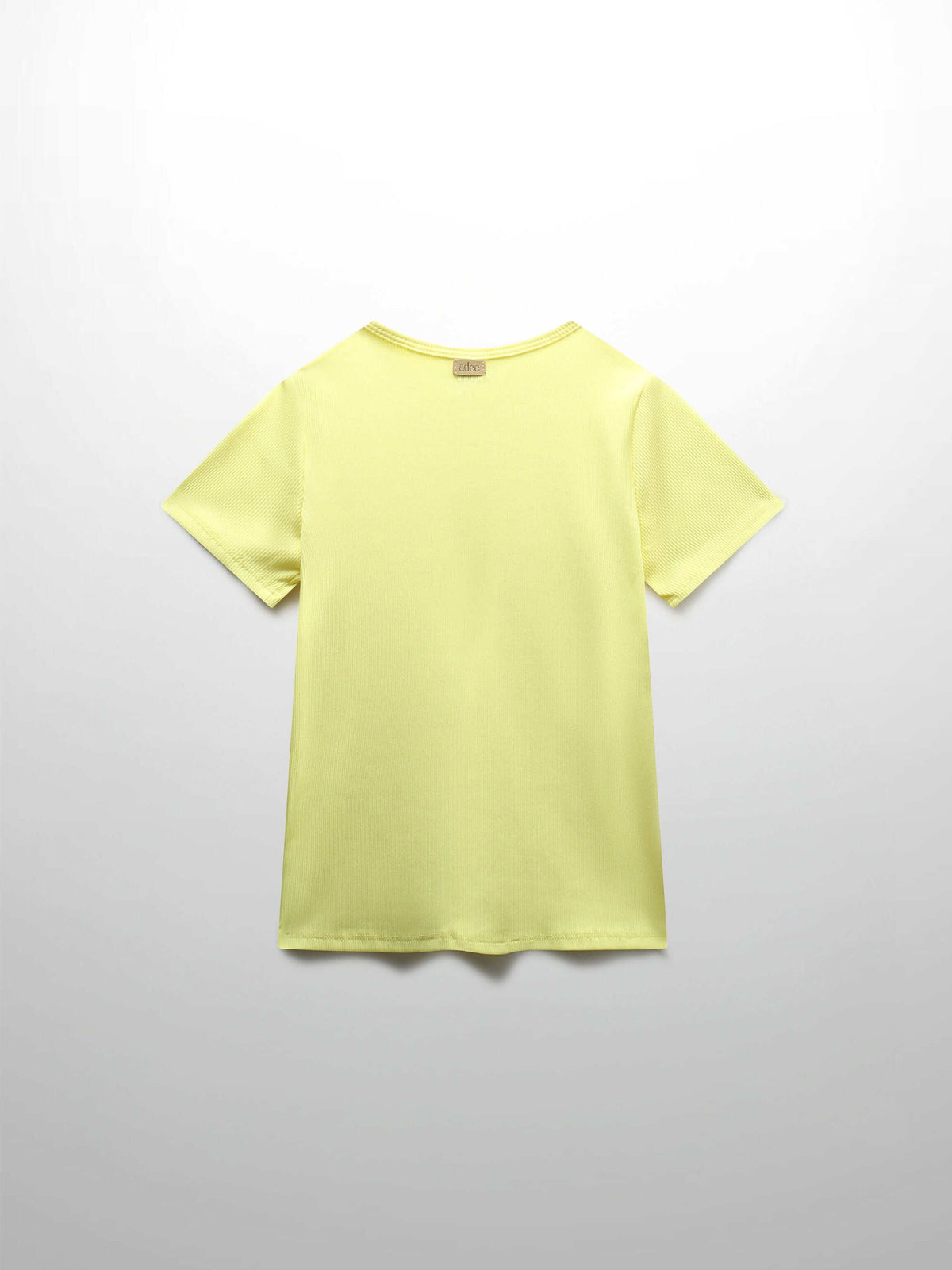 Back view yellow ribbed t-shirt boys