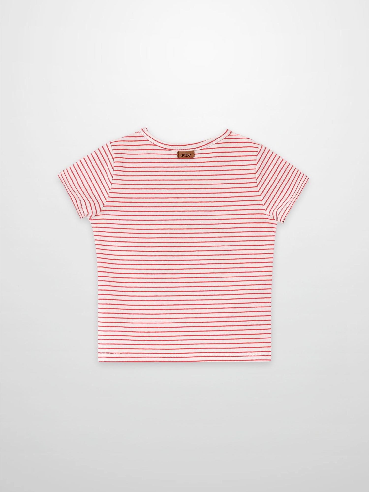Little Paris Short Sleeve T-Shirt by Adee; white with red stripes for girls