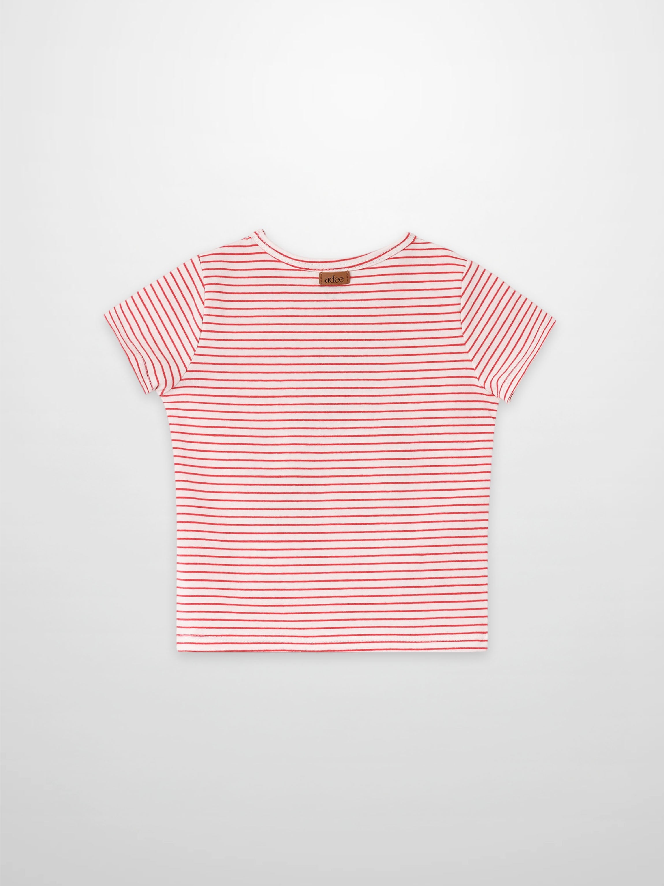 Little Paris Short Sleeve T-Shirt by Adee; white with red stripes for girls