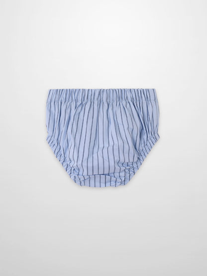 Striped blue cotton bloomers for boys by Adee with elastic waistband