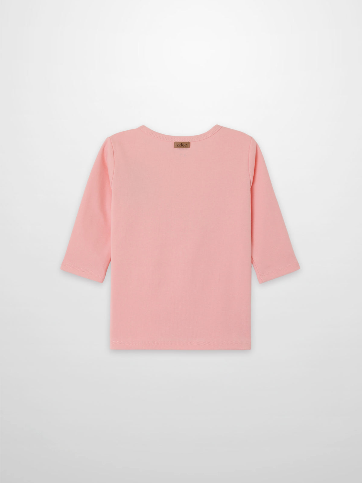 Girls light pink 3/4 sleeve T-shirt by Adee, plain back