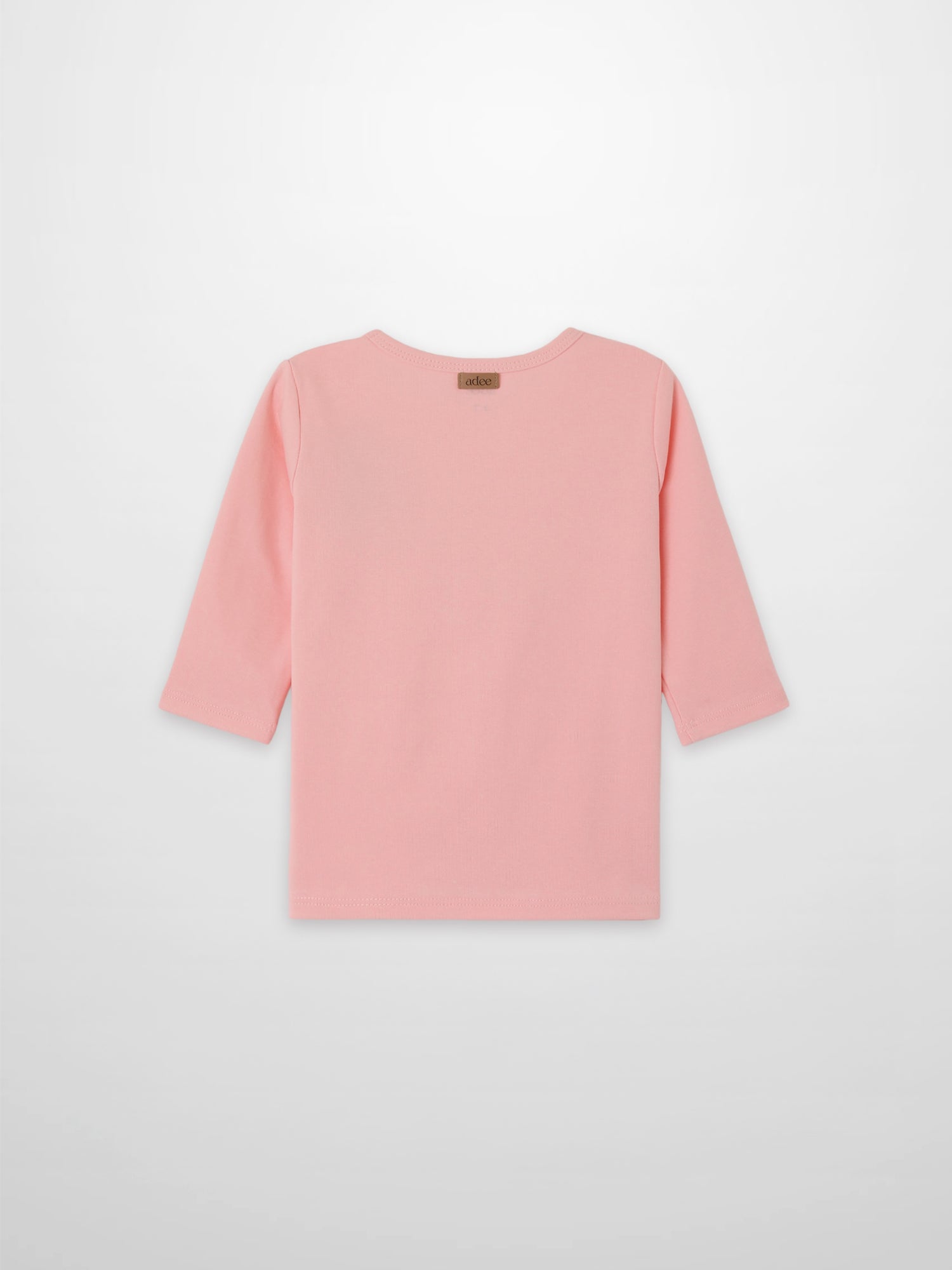 Girls light pink 3/4 sleeve T-shirt by Adee, plain back
