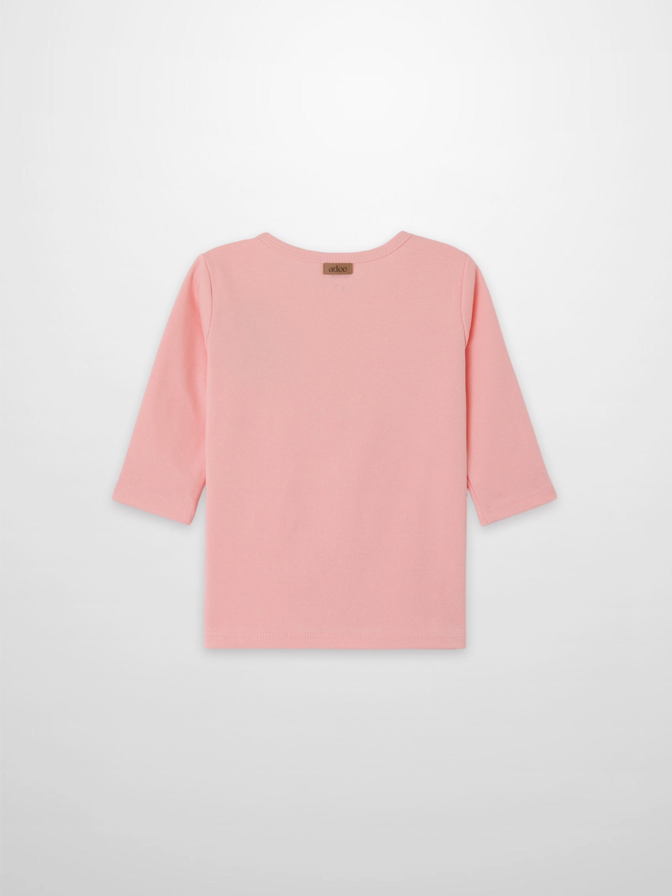 Girls light pink 3/4 sleeve T-shirt by Adee, plain back