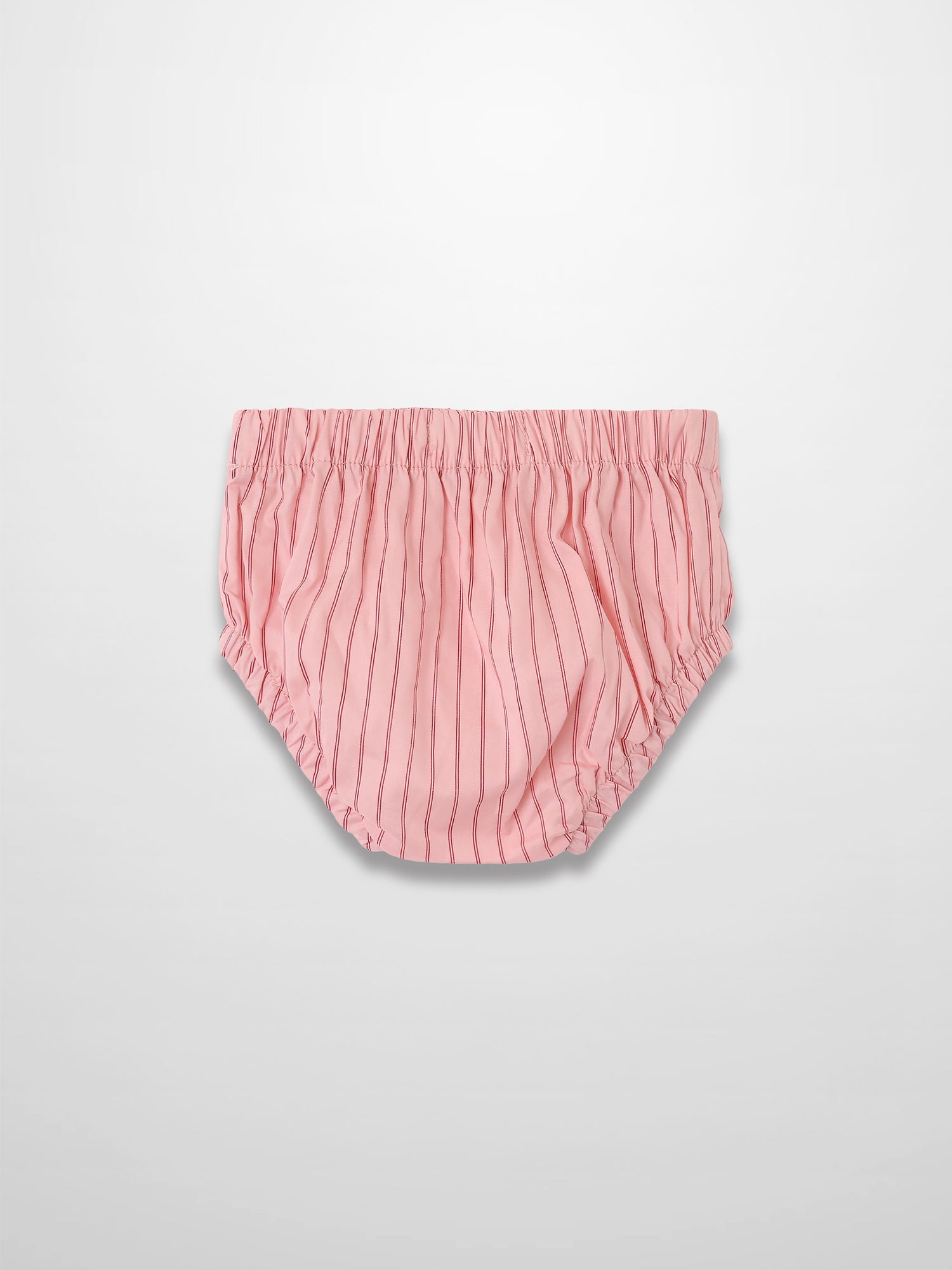 Pink striped cotton bloomers with elastic waist and leg openings