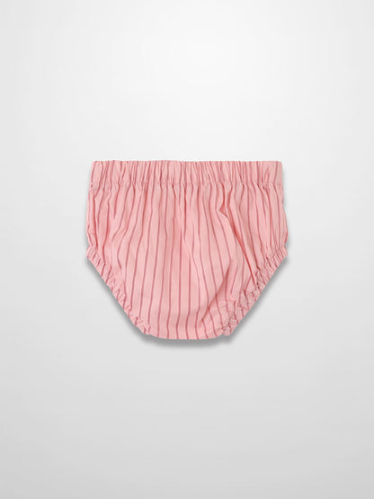 Pink striped cotton bloomers with elastic waist and leg openings