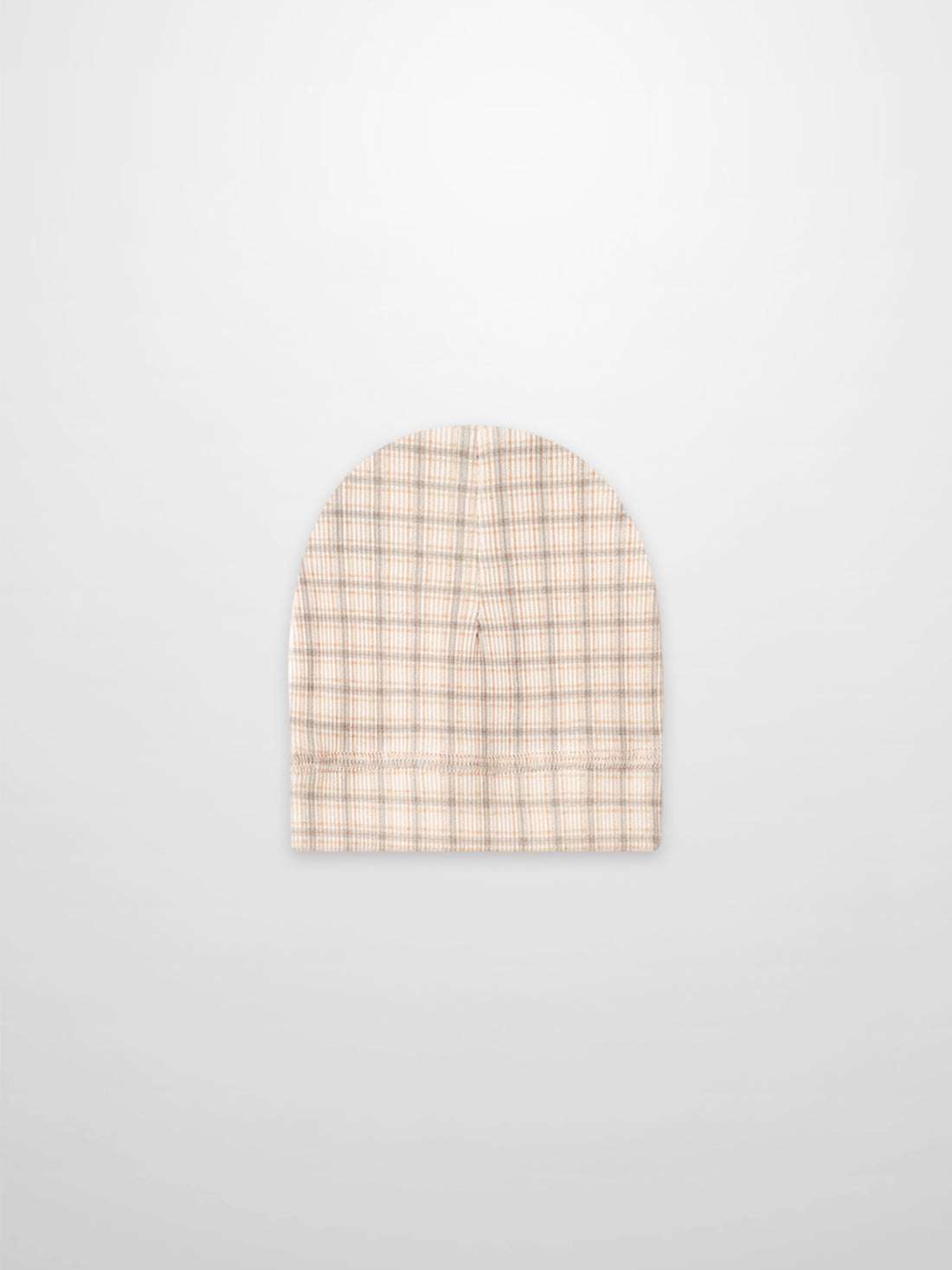 Oatmeal Grid Hat for boys by Adee, light blue and brown plaid beanie.