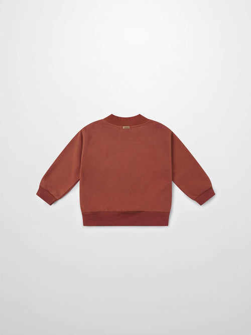 Embossed Mug Sweatshirt Rust color back view, Adee girls&
