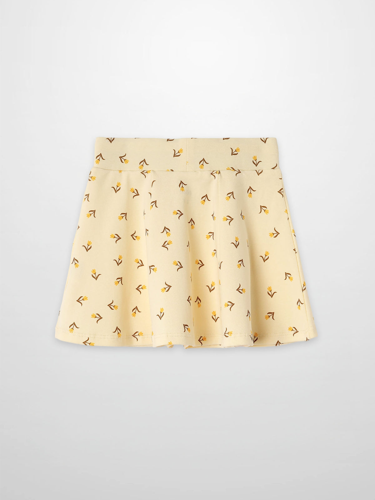 Adee Butter Yellow Tulip 6-Panel Skirt for girls with tiny tulip prints