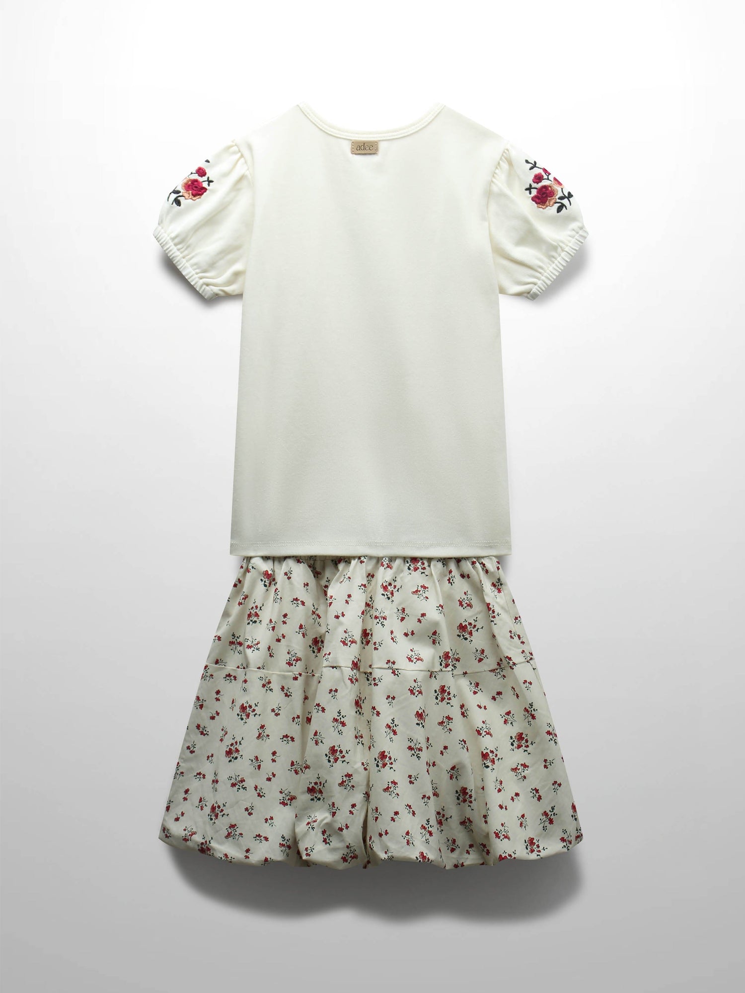 Floral Bubble Skirt with Short Sleeve T-shirt
