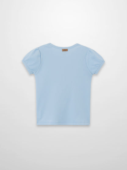 Short Puff Sleeve T-shirt - Light Blue
