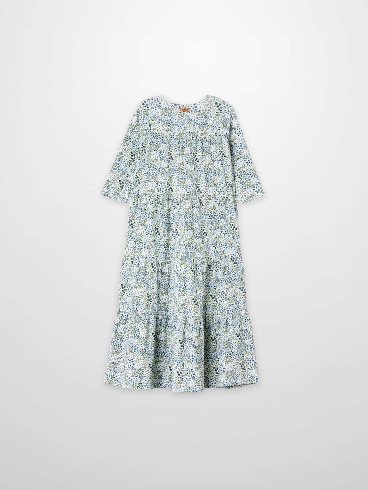 Adee blue floral dress for girls, dressy with 3/4 sleeves