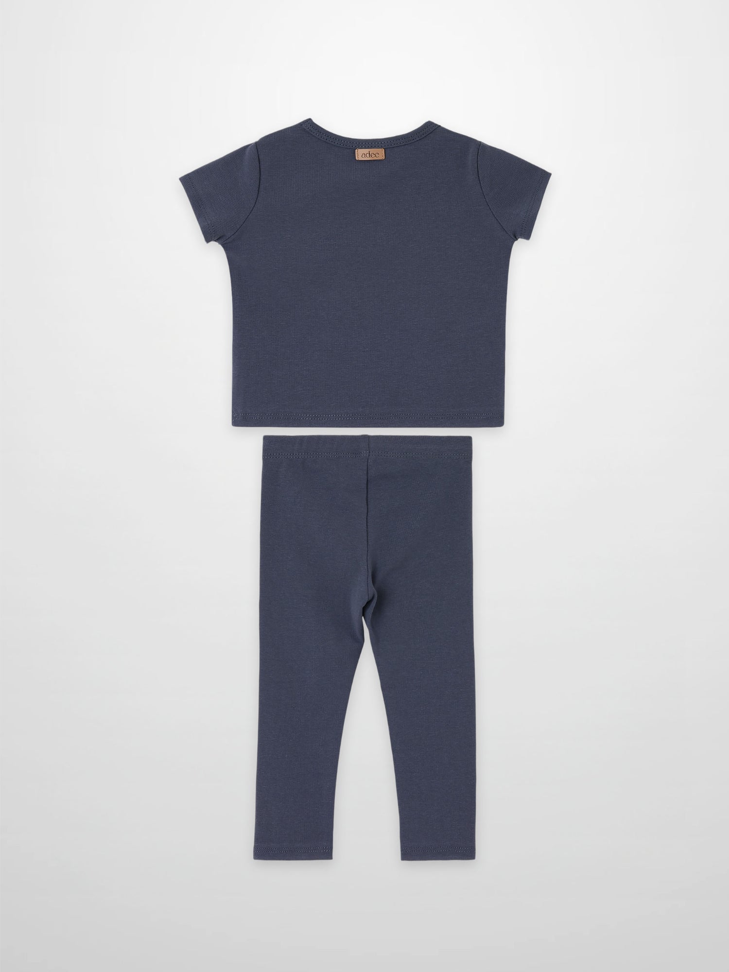 Teddy Frame Set for little boys by Adee; navy blue tee and matching leggings (2-piece)