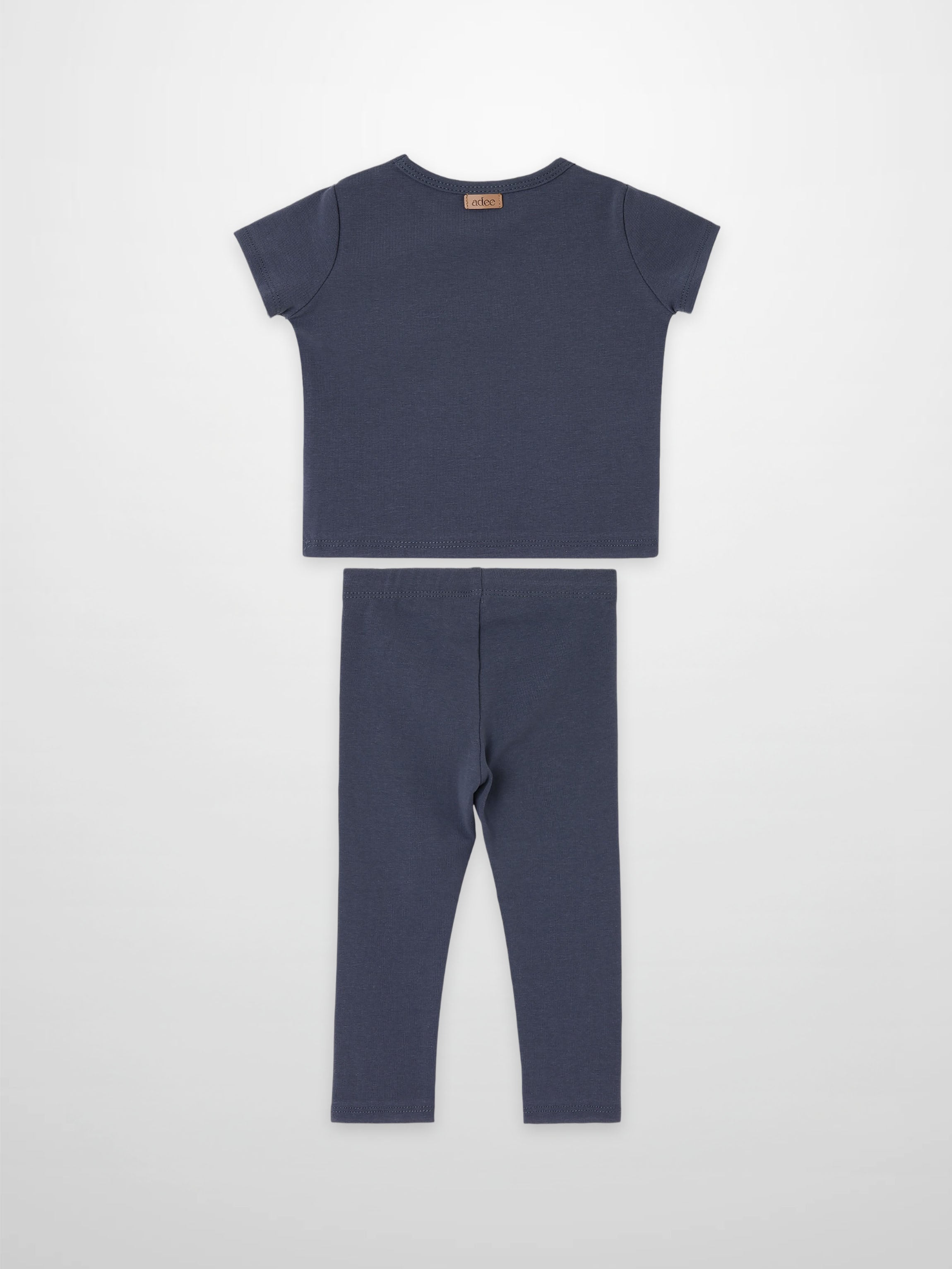 Teddy Frame Set for little boys by Adee; navy blue tee and matching leggings (2-piece)