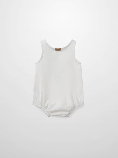 Mini Gallery Romper by Adee, white baby boys romper