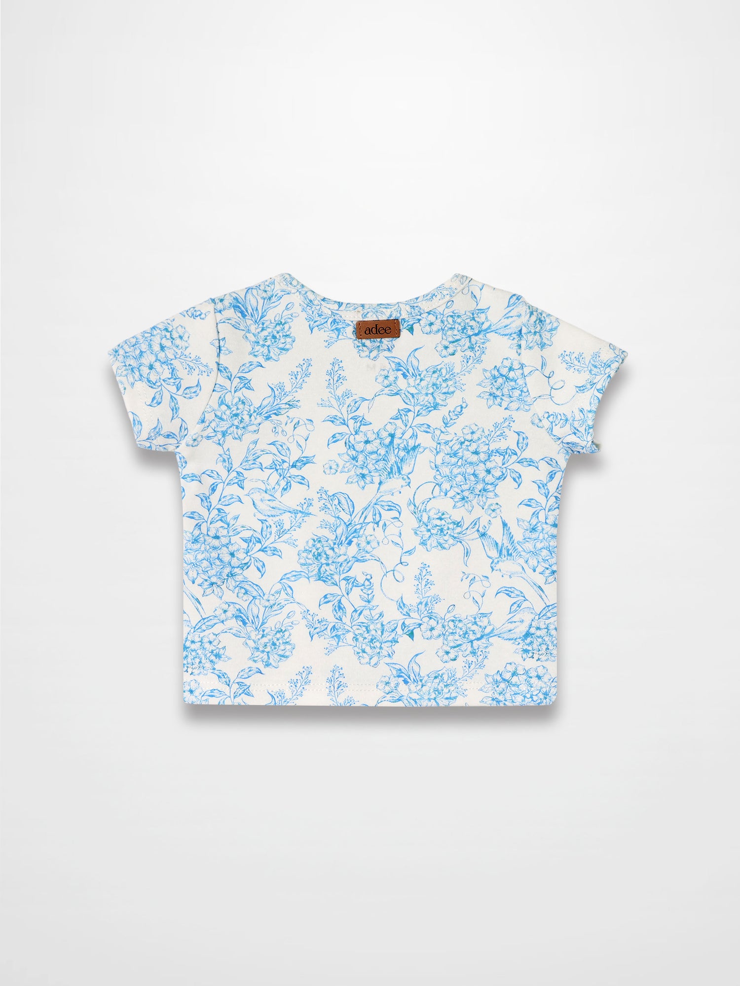 Blue Flowered Short Sleeve T-shirt