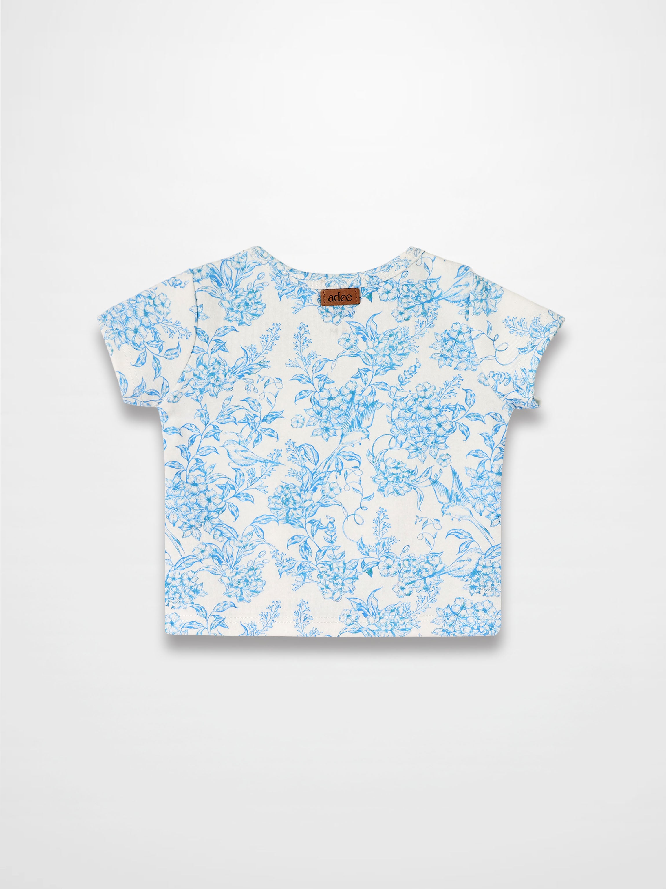 Blue Flowered Short Sleeve T-shirt