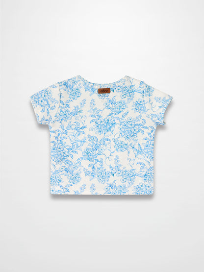 Blue Flowered Short Sleeve T-shirt