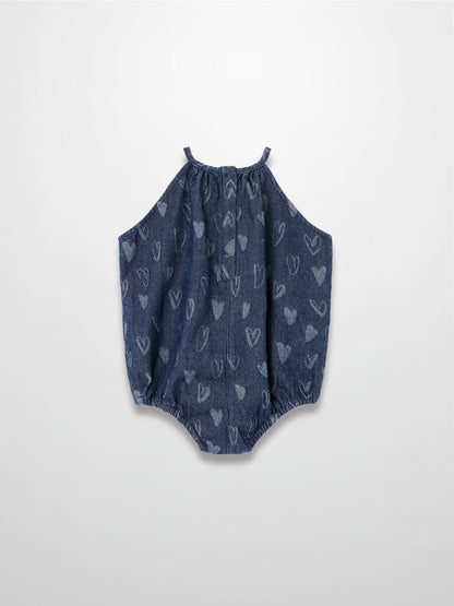 Denim Heart Romper