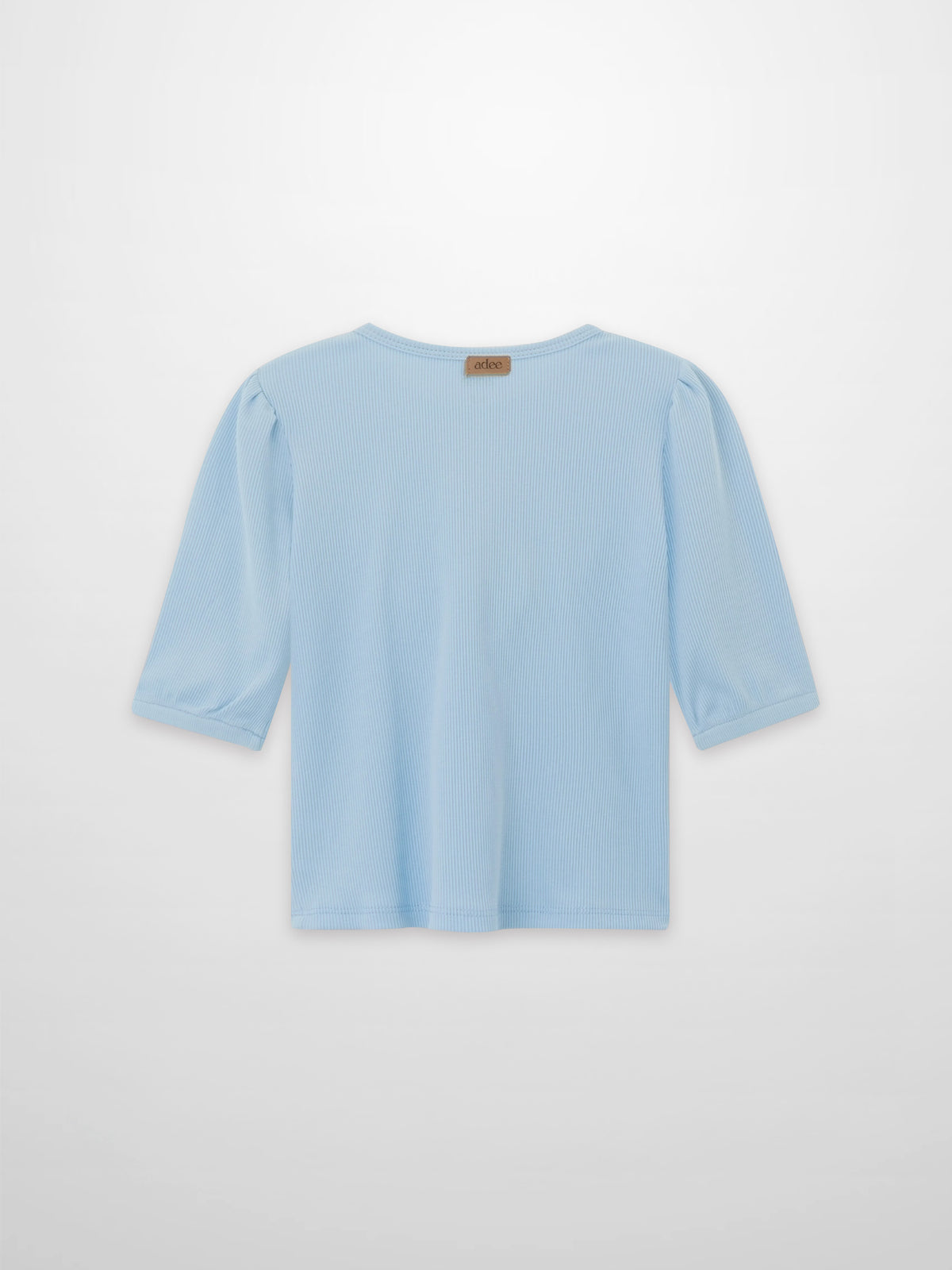 3/4 puff sleeve T-shirt for girls in light blue ribbed knit by Adee