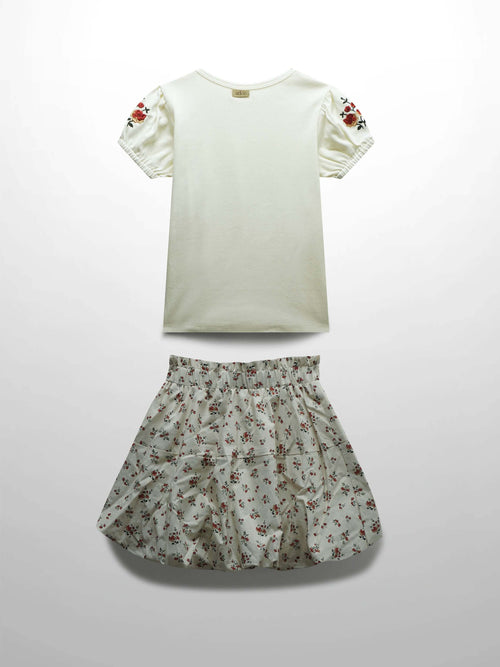 Floral bubble skirt and tee