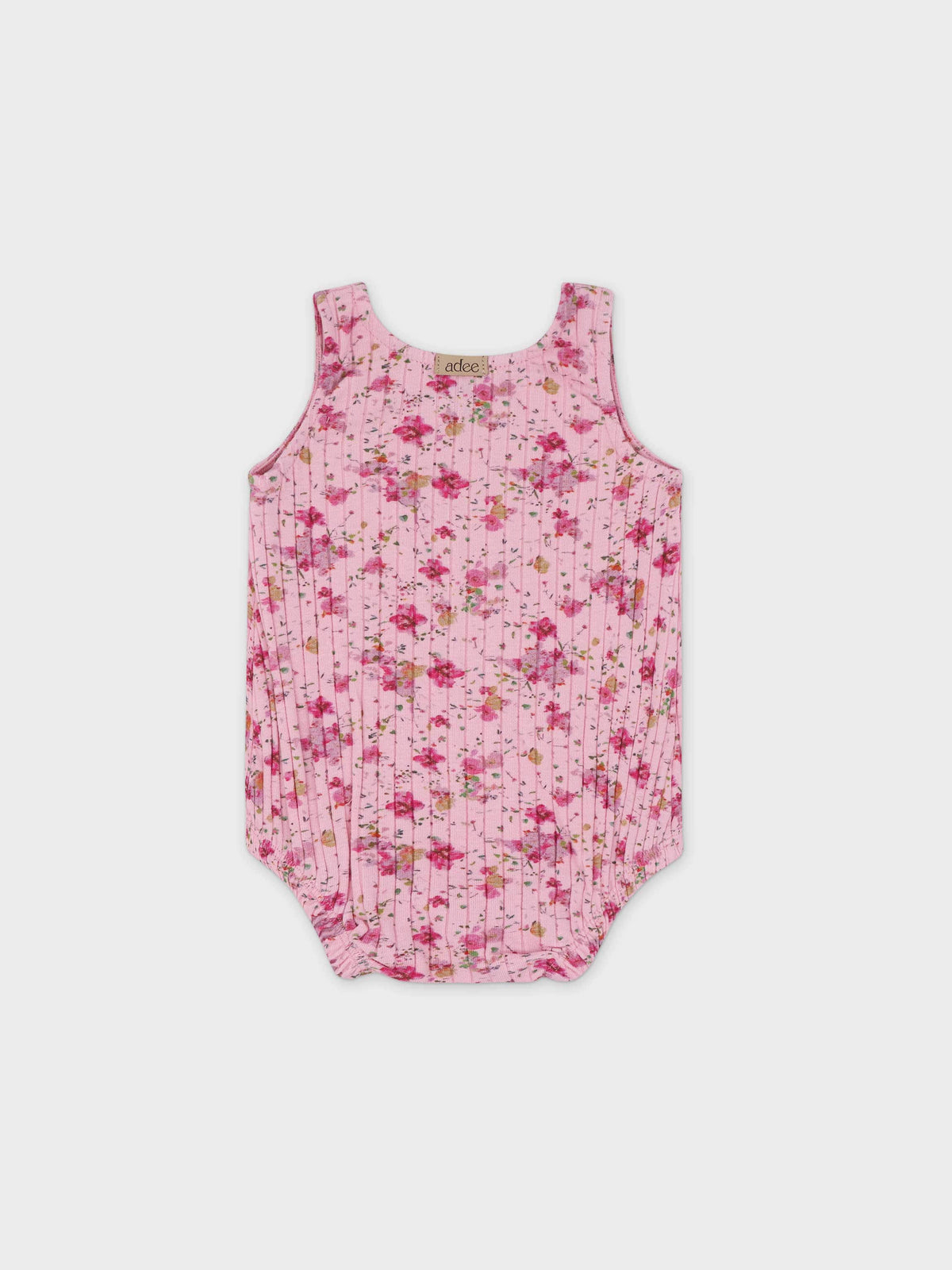 Pink berry romper with floral design