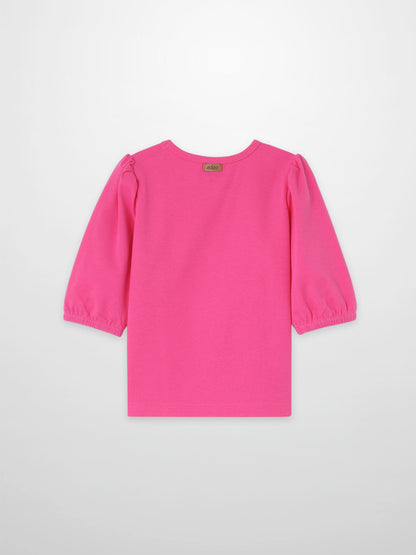 3/4 Sleeve Bubble T-Shirt - Pink