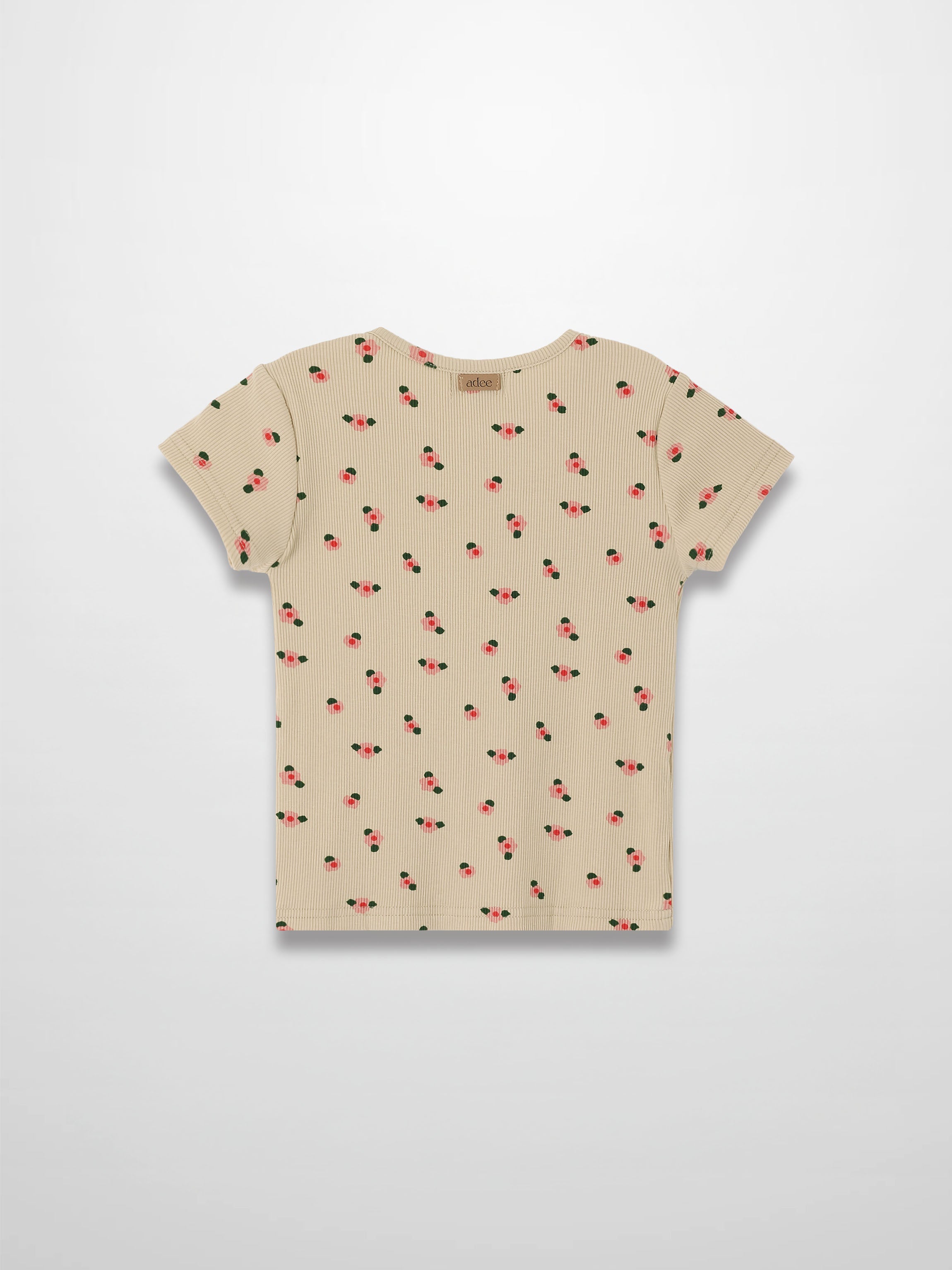 Tan Floral T-shirt - Short Sleeve