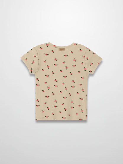 Tan Floral T-shirt - Short Sleeve