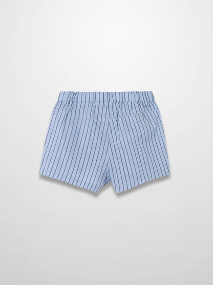 Striped Cotton Shorts - Blue