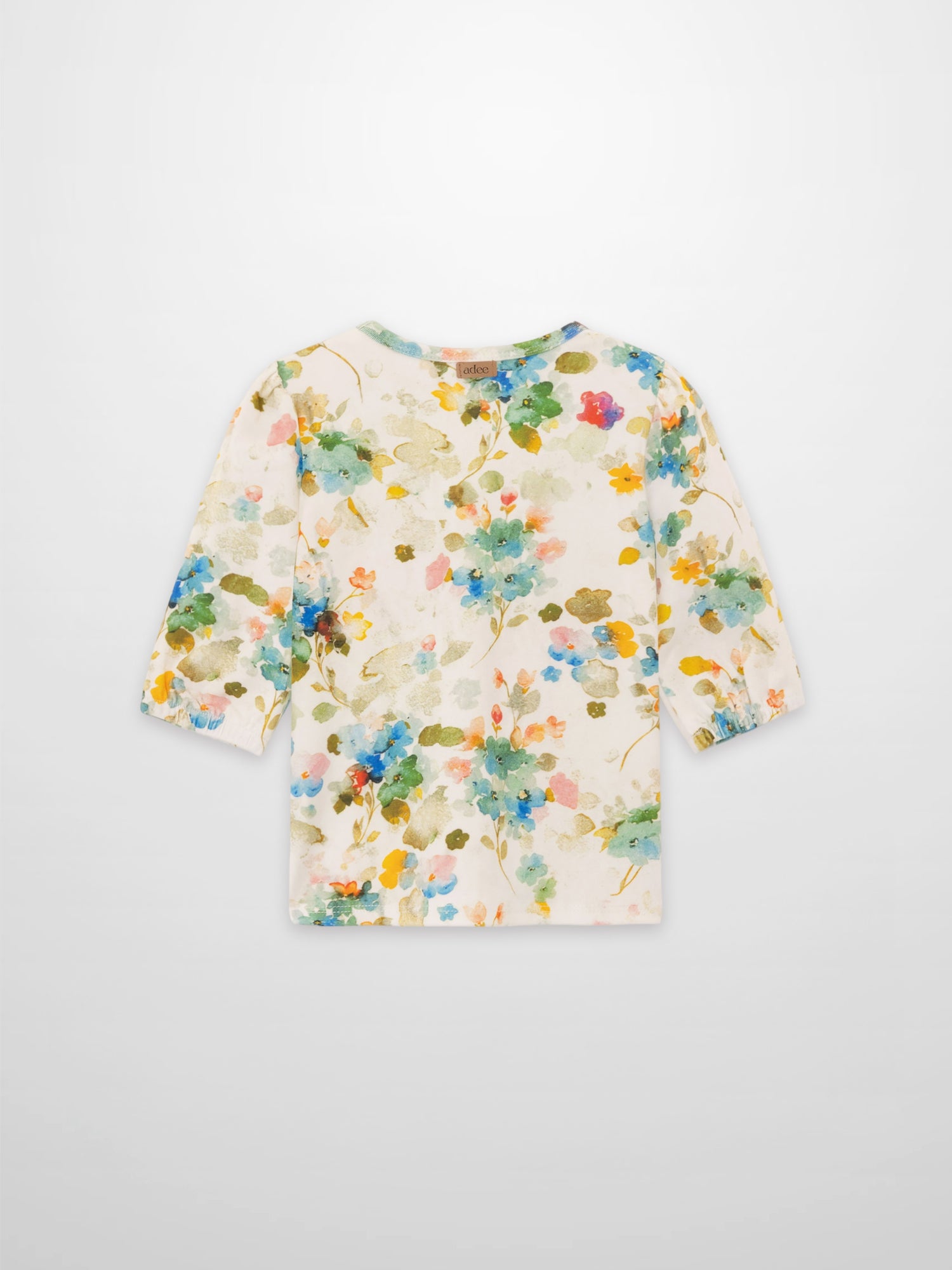 Pastel Flower 3/4 Puff Sleeve T-Shirt for girls by Adee, floral print