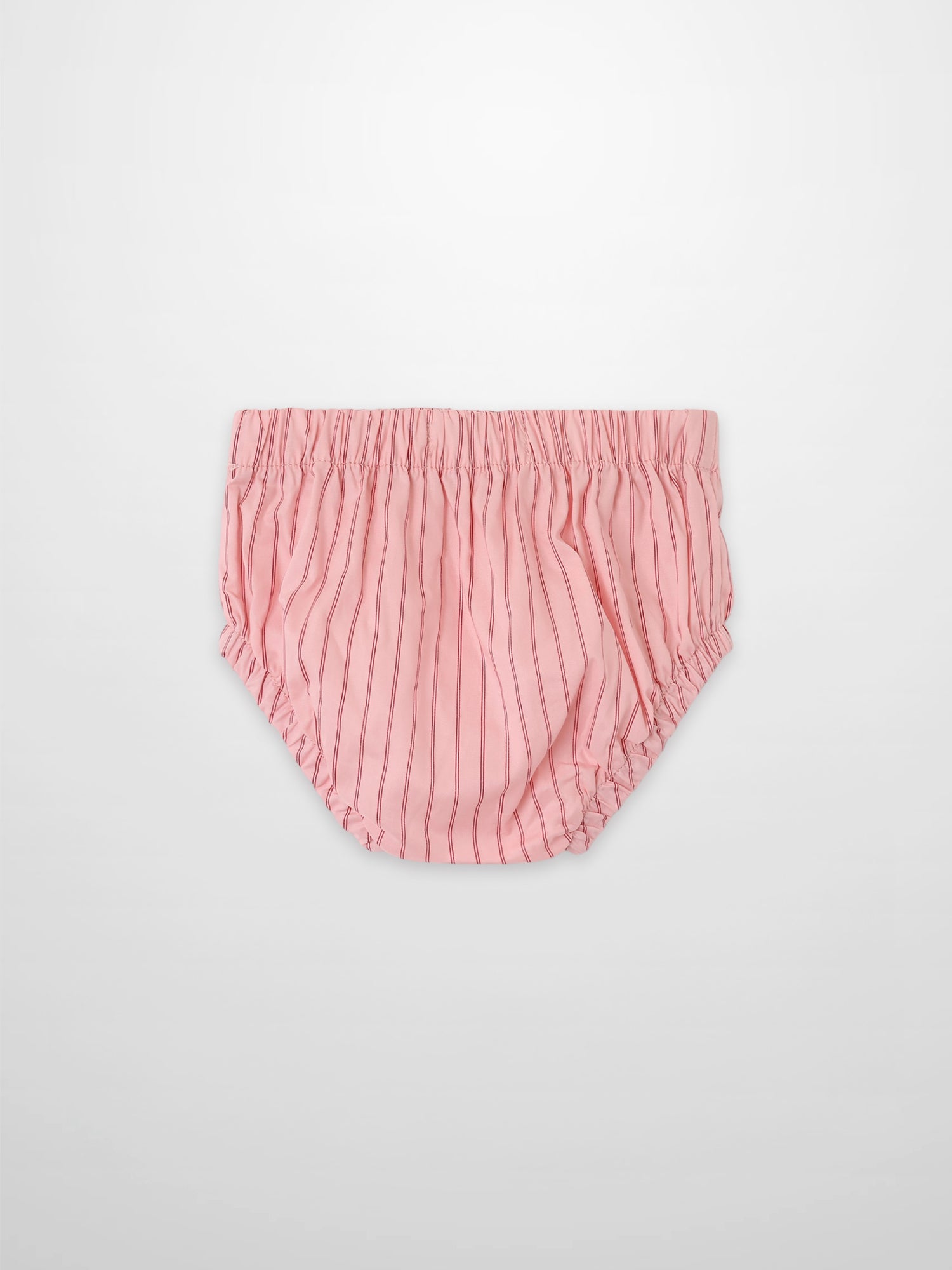 Striped cotton bloomers for girls by Adee in pink with red vertical stripes