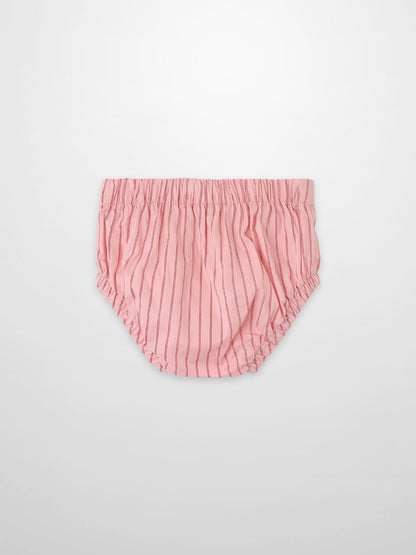 Striped cotton bloomers for girls by Adee in pink with red vertical stripes